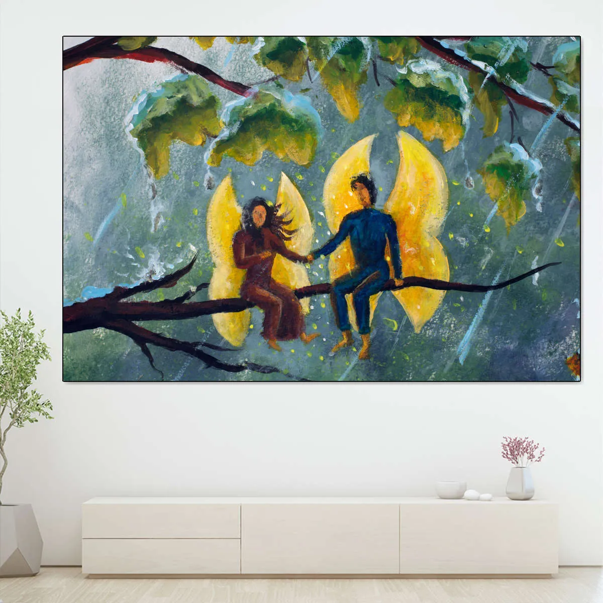 2 Angels Fairy Butterfly Wall Art