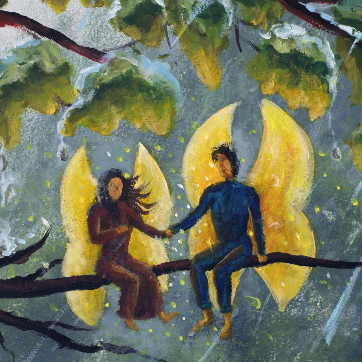 2 Angels Fairy Butterfly Wall Art
