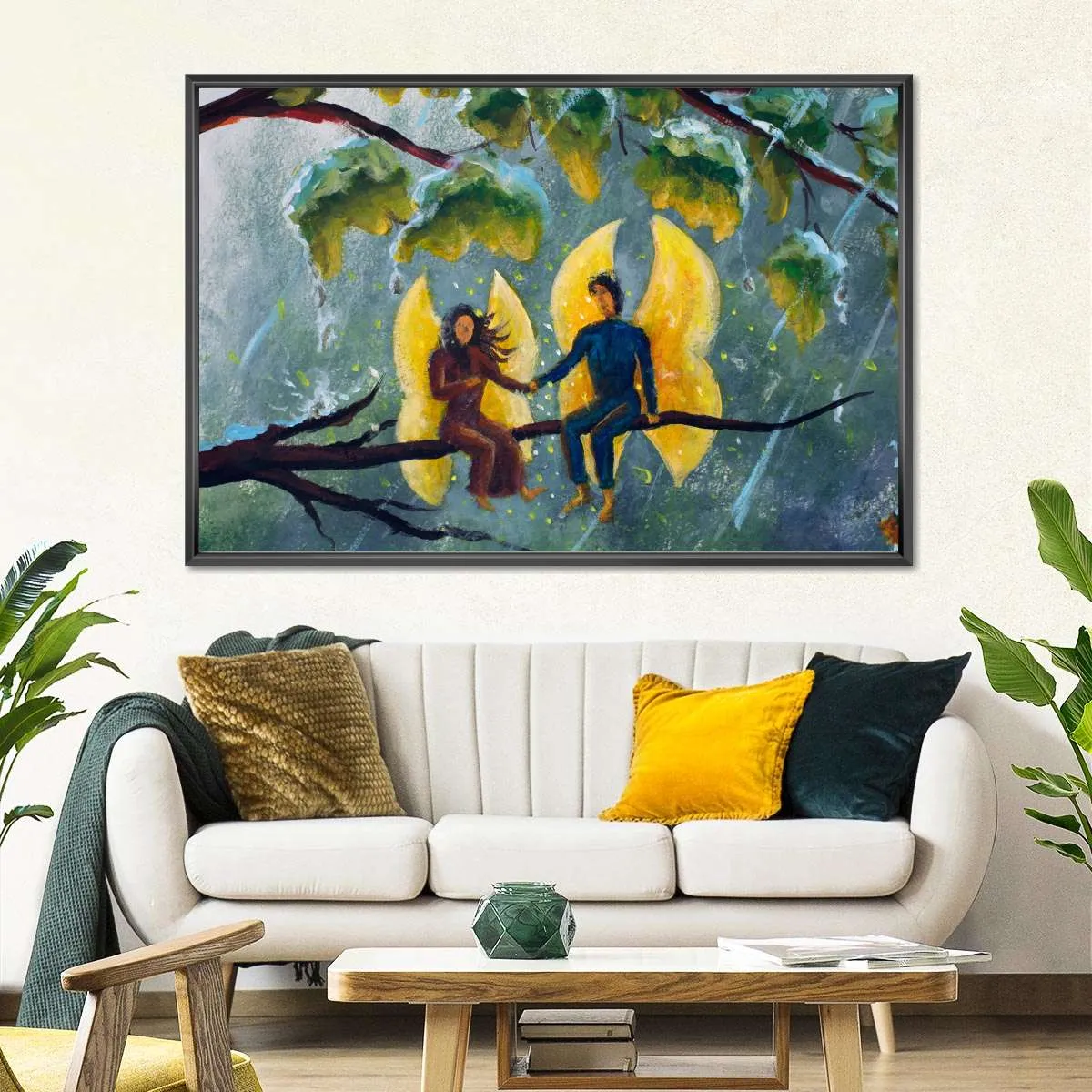 2 Angels Fairy Butterfly Wall Art