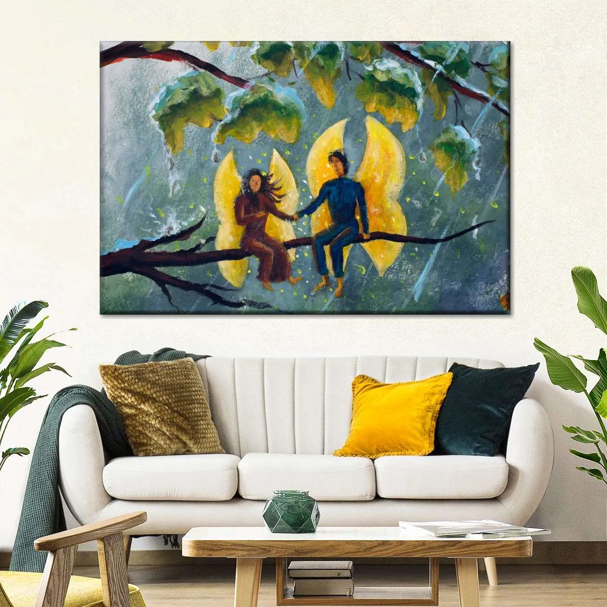 2 Angels Fairy Butterfly Wall Art
