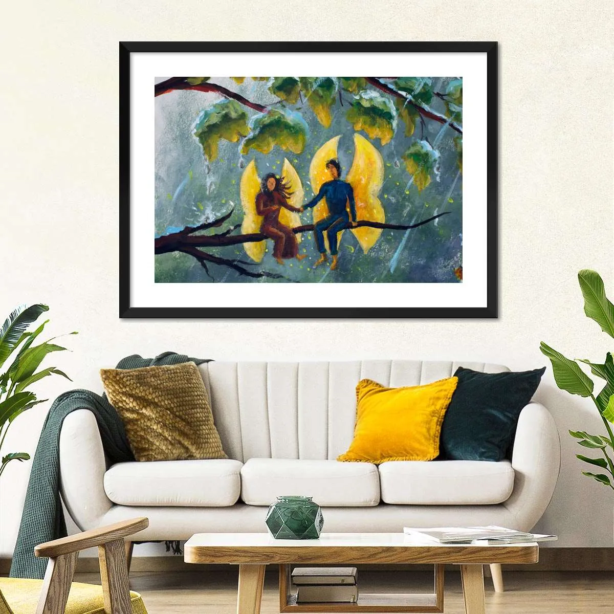 2 Angels Fairy Butterfly Wall Art