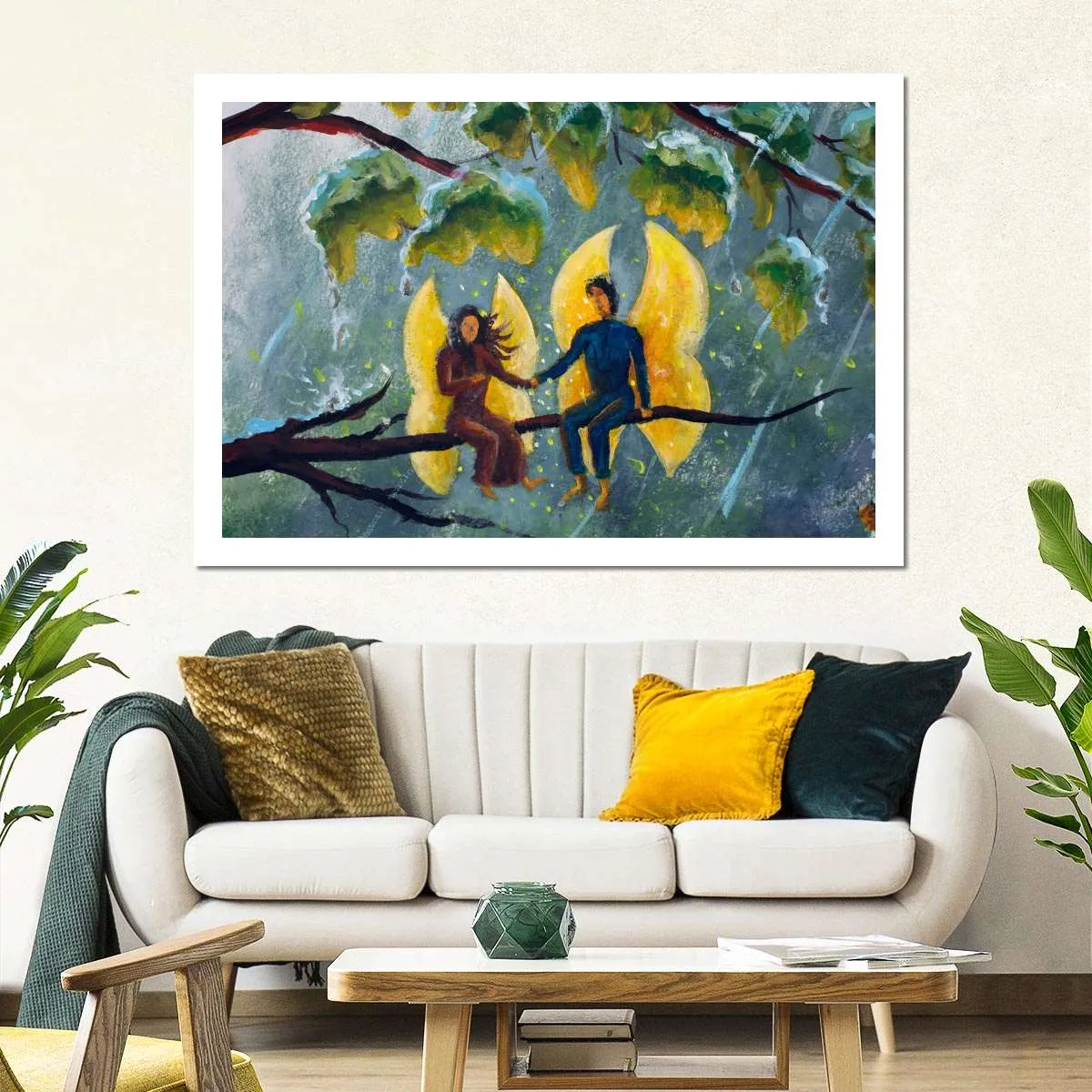2 Angels Fairy Butterfly Wall Art
