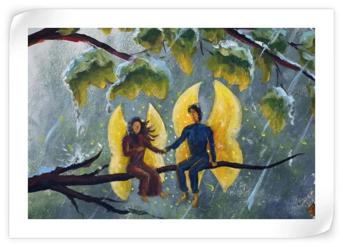 2 Angels Fairy Butterfly Wall Art
