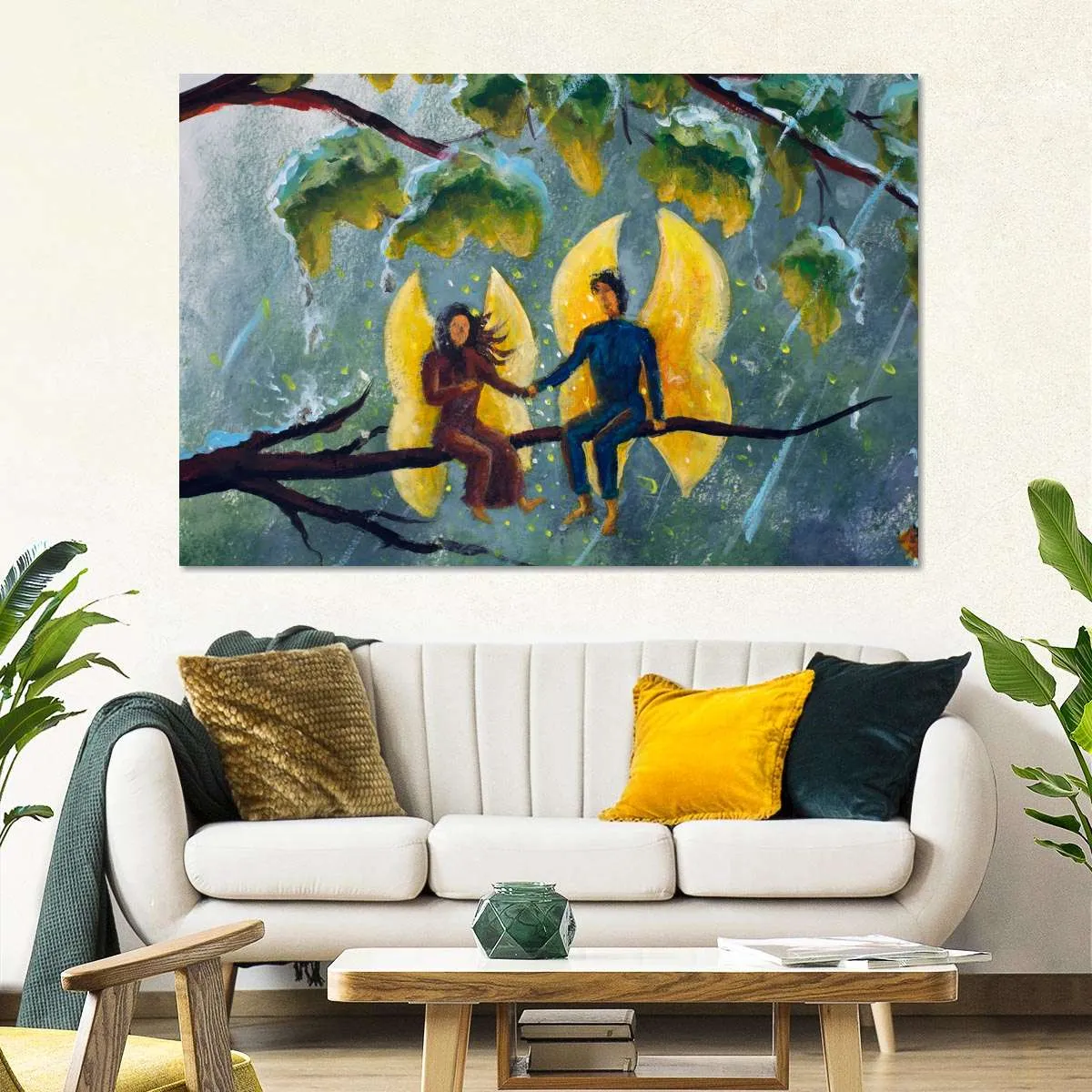2 Angels Fairy Butterfly Wall Art