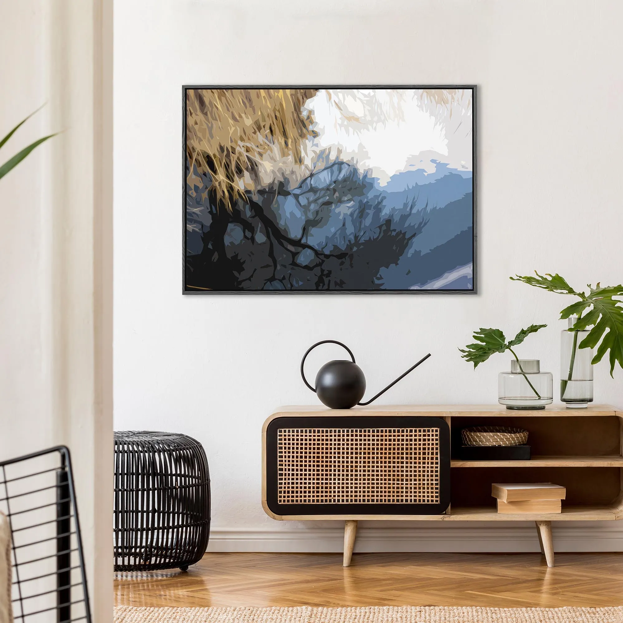 Abstract Landscape Reflection Framed Canvas