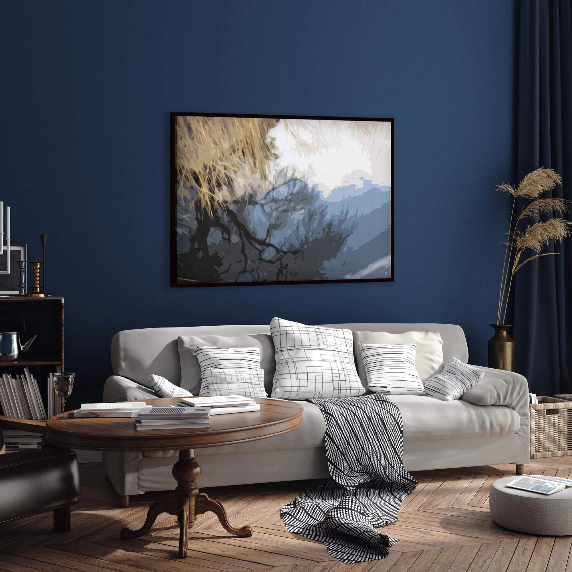 Abstract Landscape Reflection Framed Canvas