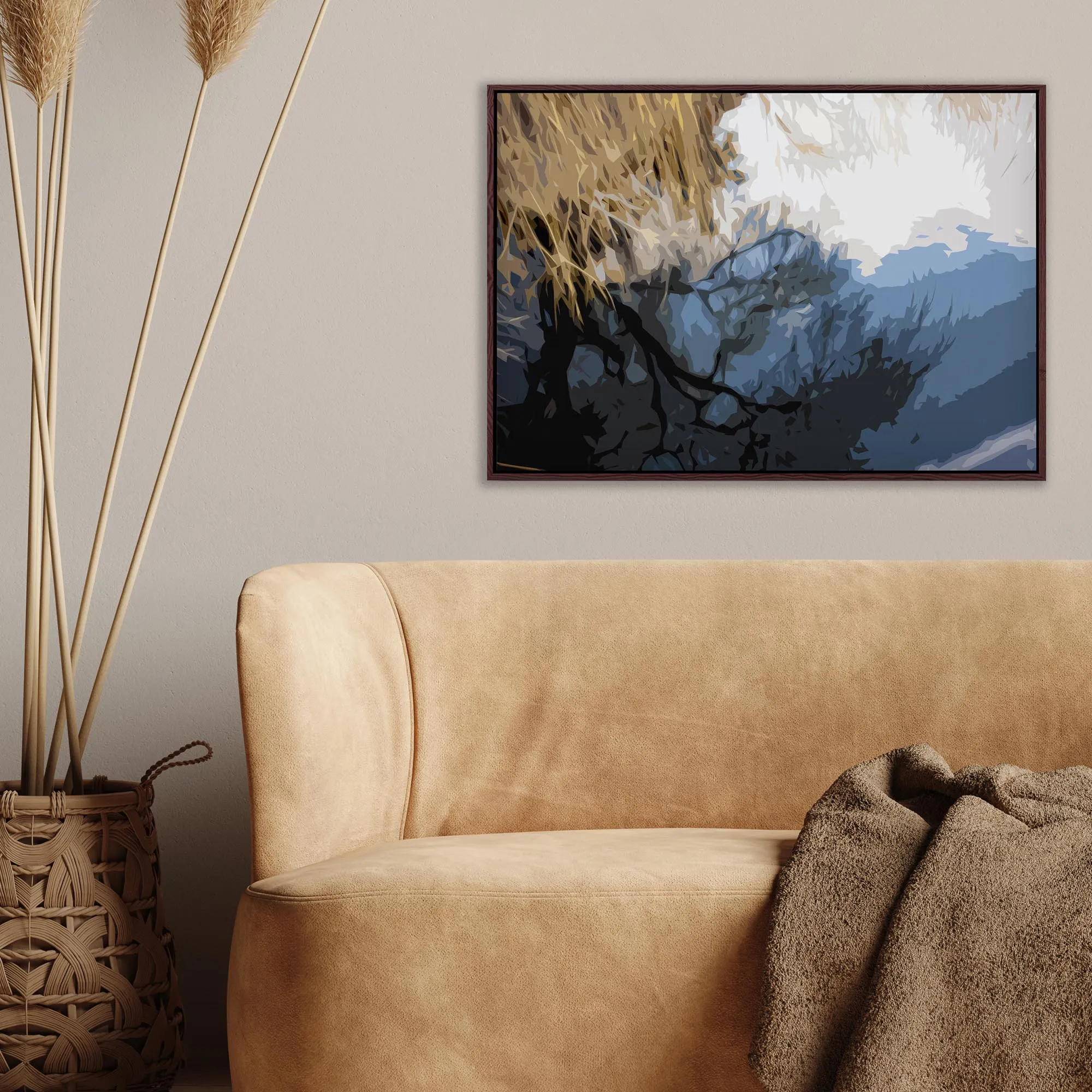 Abstract Landscape Reflection Framed Canvas