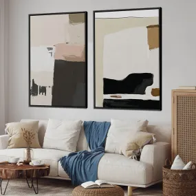 Abstract Pastel Beige Framed Canvas Set