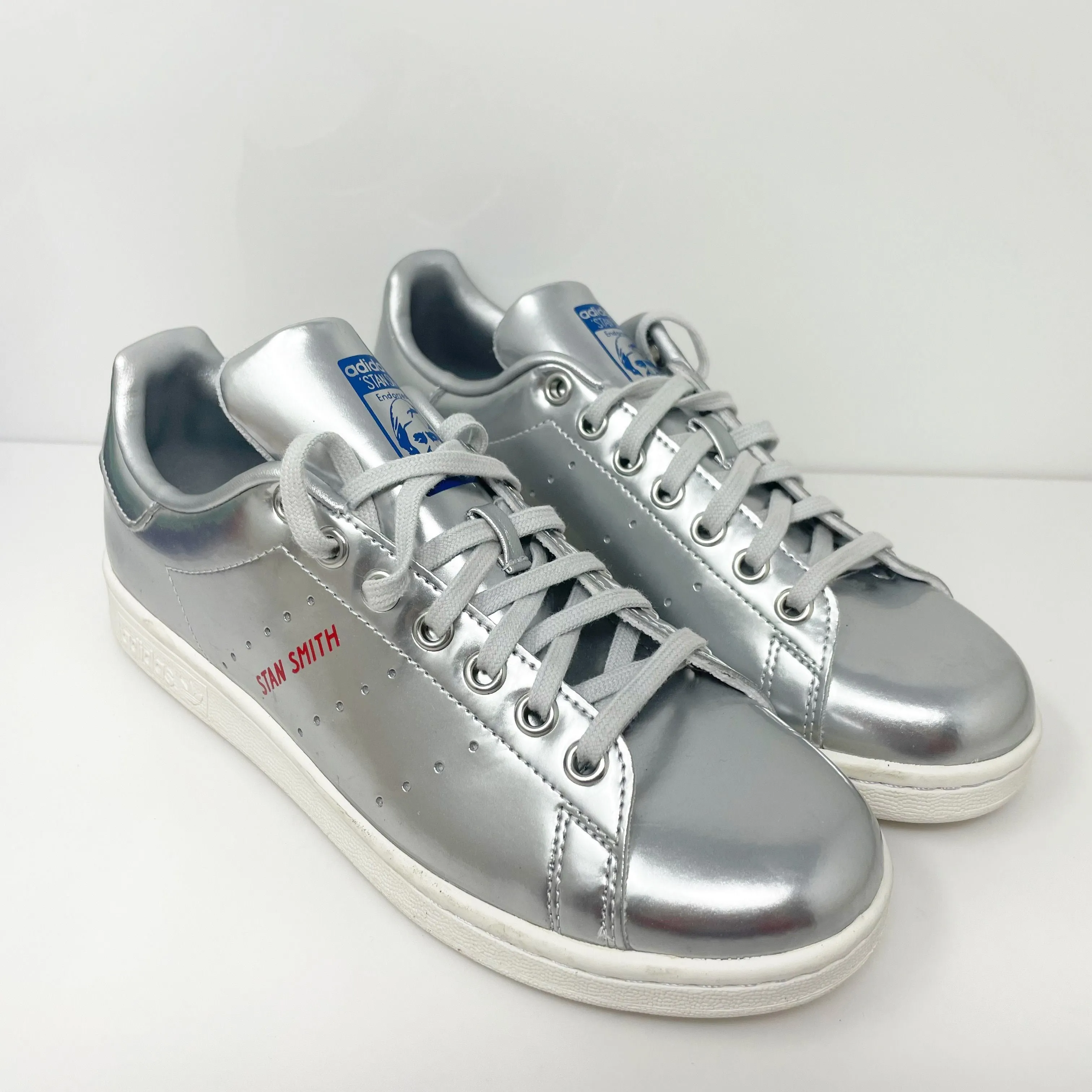 Adidas Girls Stan Smith FW8062 Silver Casual Shoes Sneakers Size 6