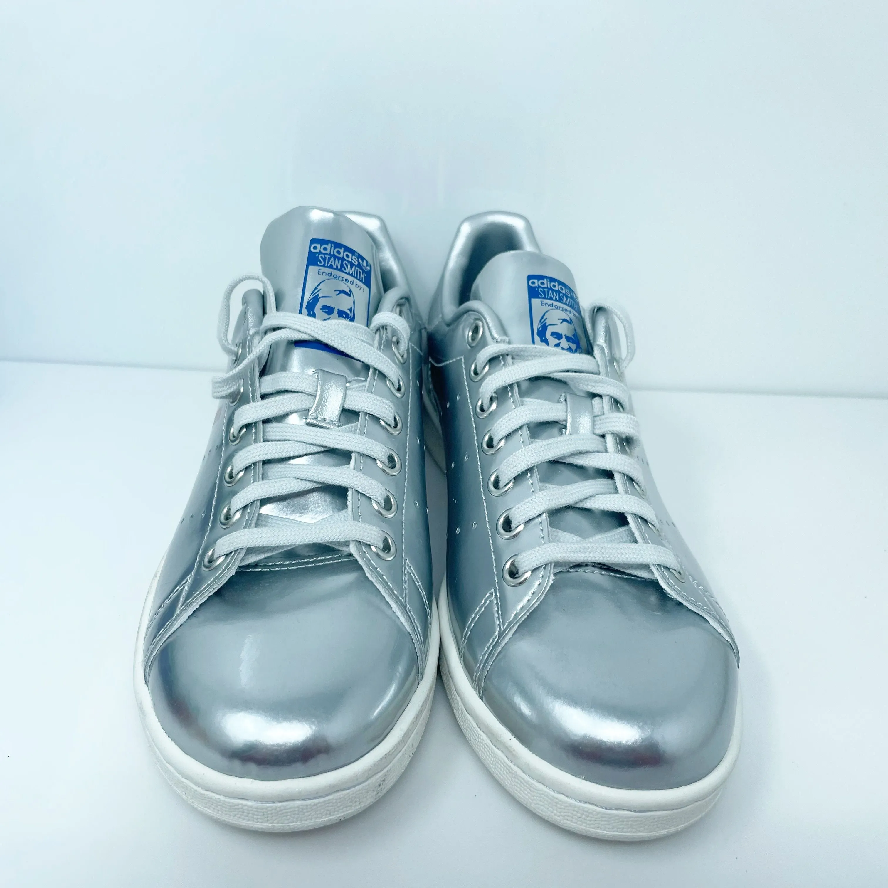 Adidas Girls Stan Smith FW8062 Silver Casual Shoes Sneakers Size 6