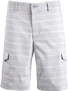 Attack Life by Greg Norman Men's Plaid Chino Cargo Shorts, Sliver, 30W
