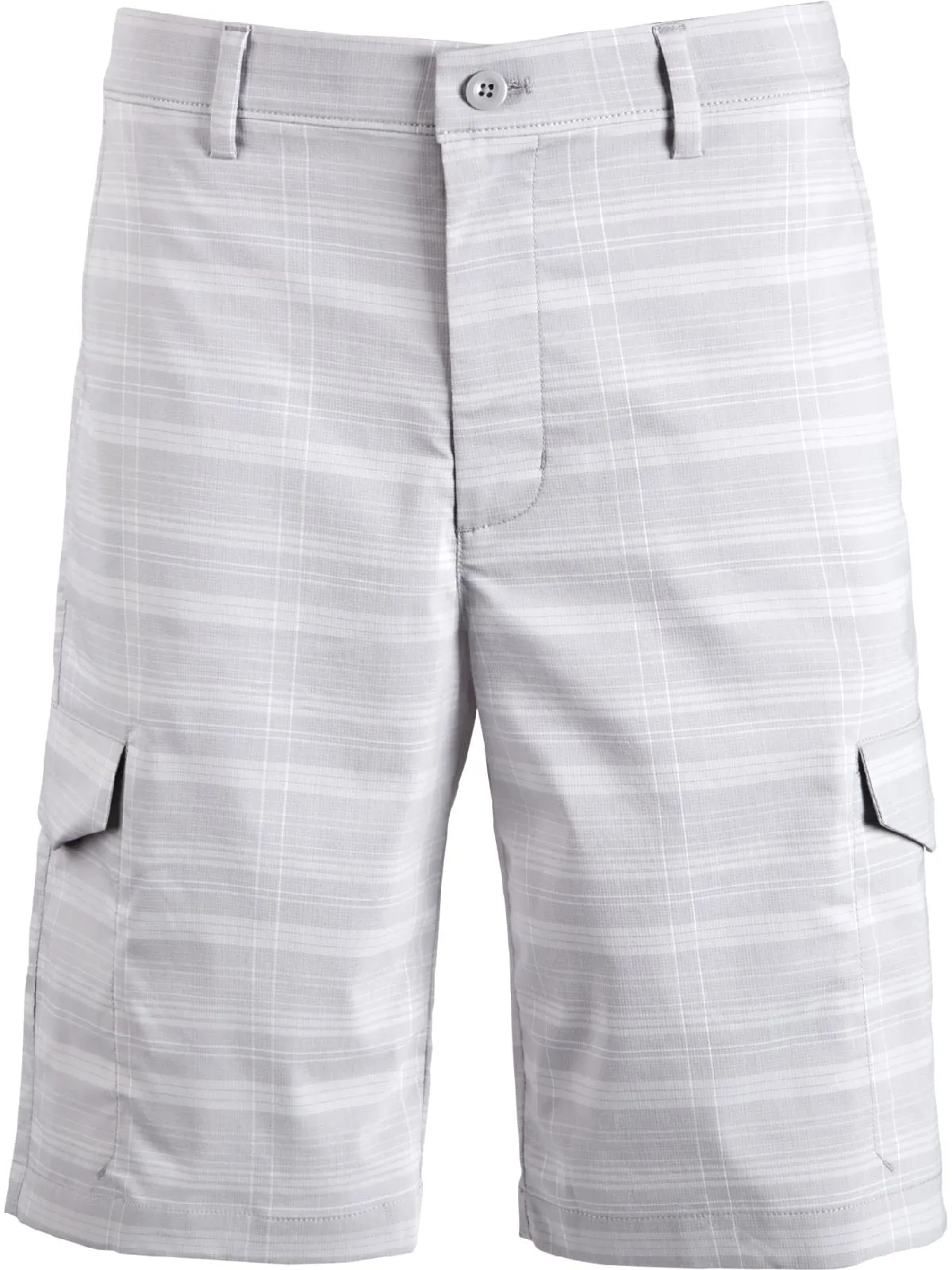 Attack Life by Greg Norman Men's Plaid Chino Cargo Shorts, Sliver, 30W