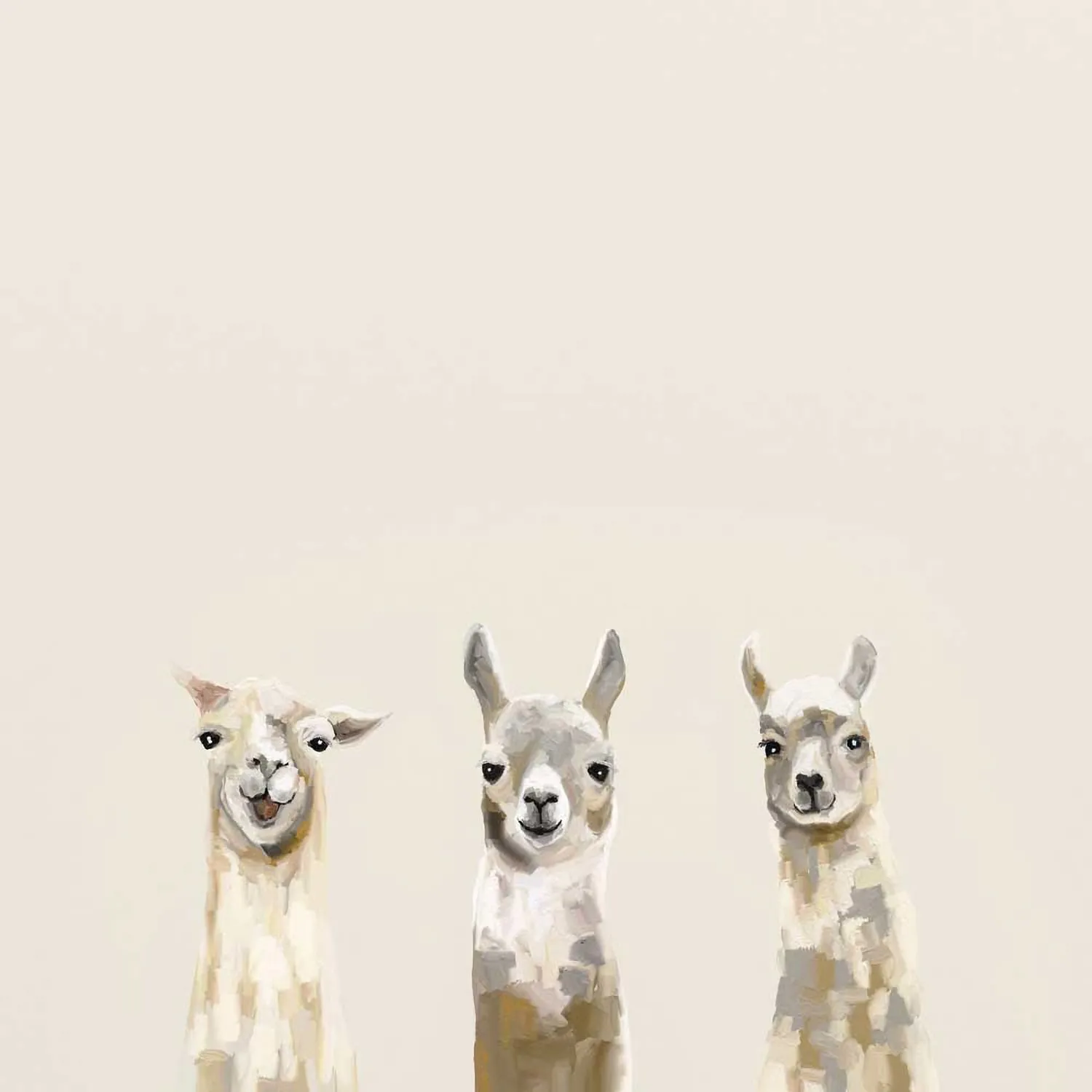Baby Llama Trio Canvas Wall Art