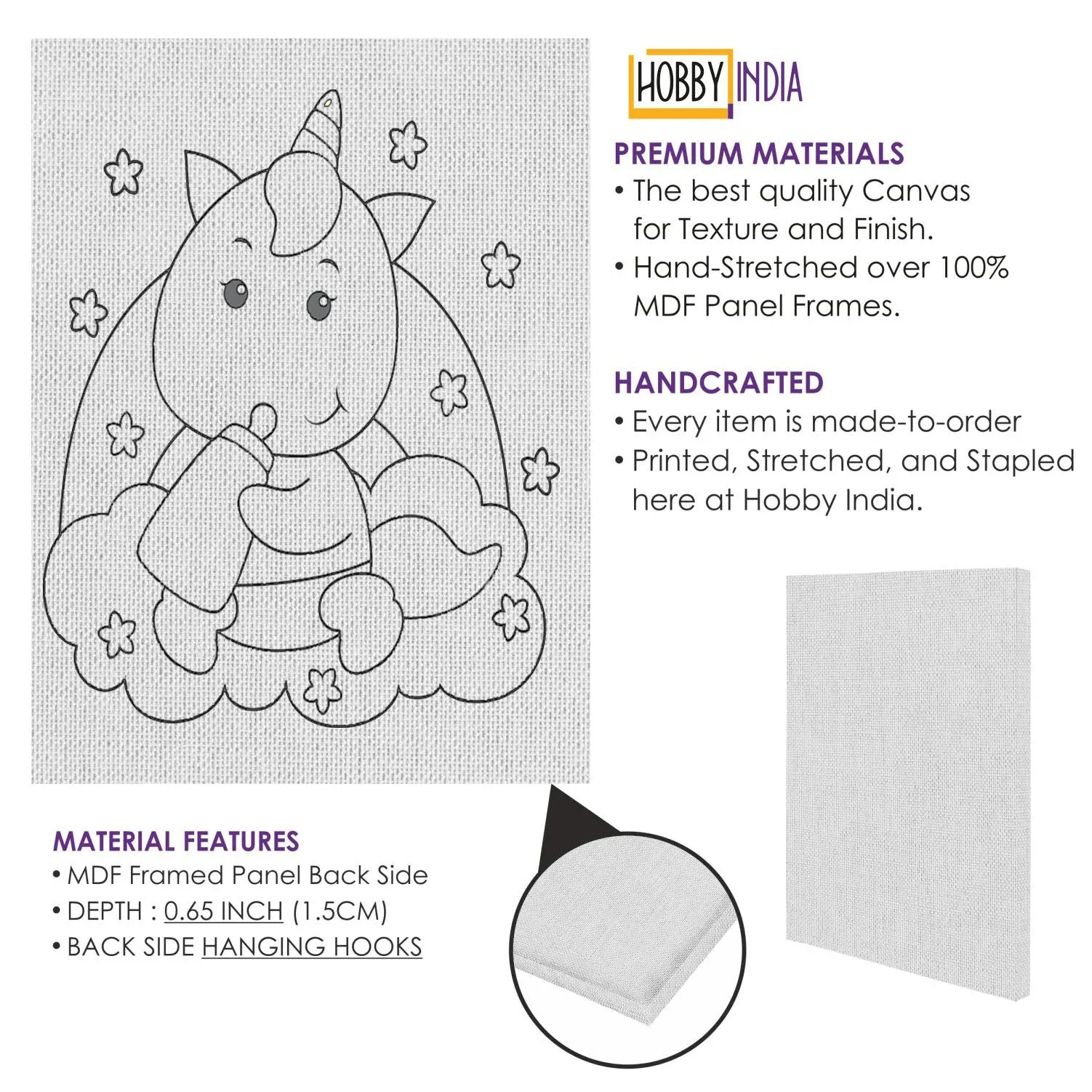 Baby Unicon Eating DIY Canvas Base for Painting