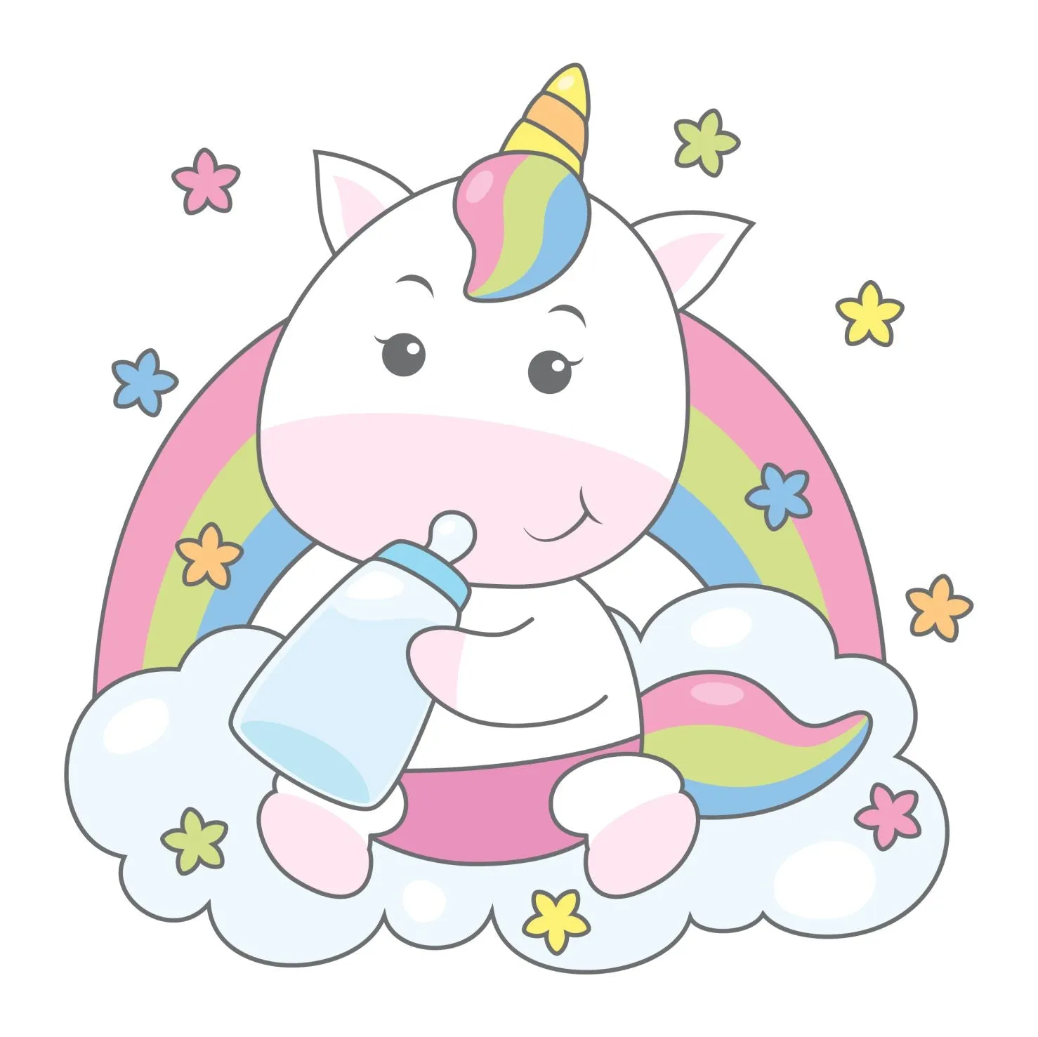 Baby Unicon Eating DIY Canvas Base for Painting