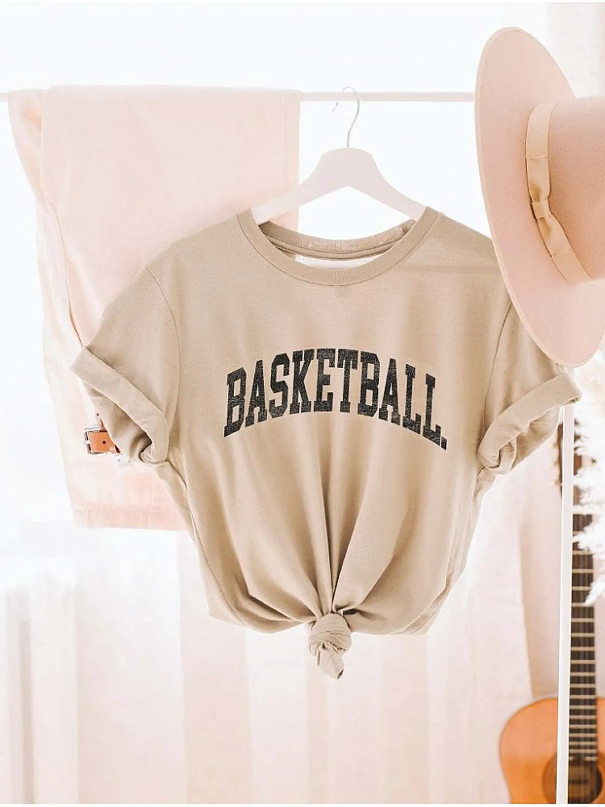Basketball Women's Graphic Tee, Tan