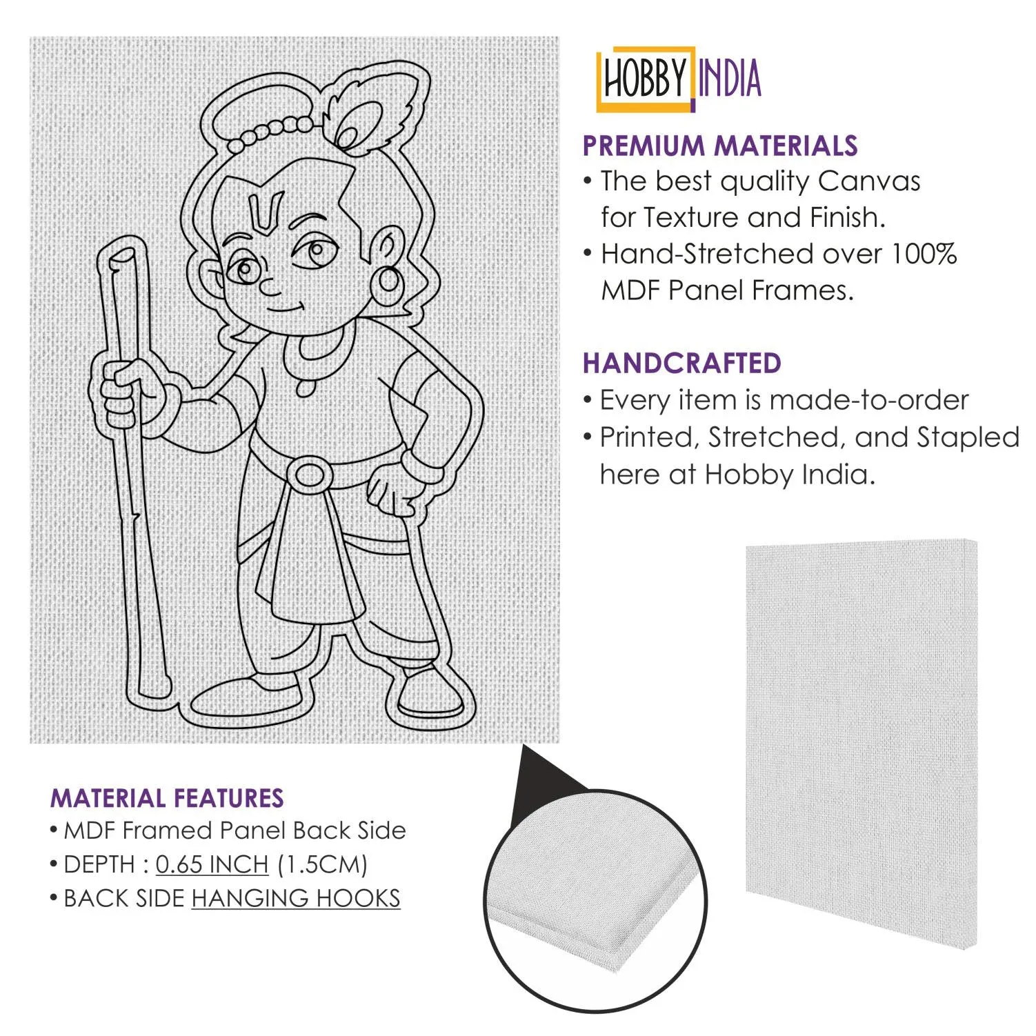 Beautiful Krishna DIY Canvas Base for Painting