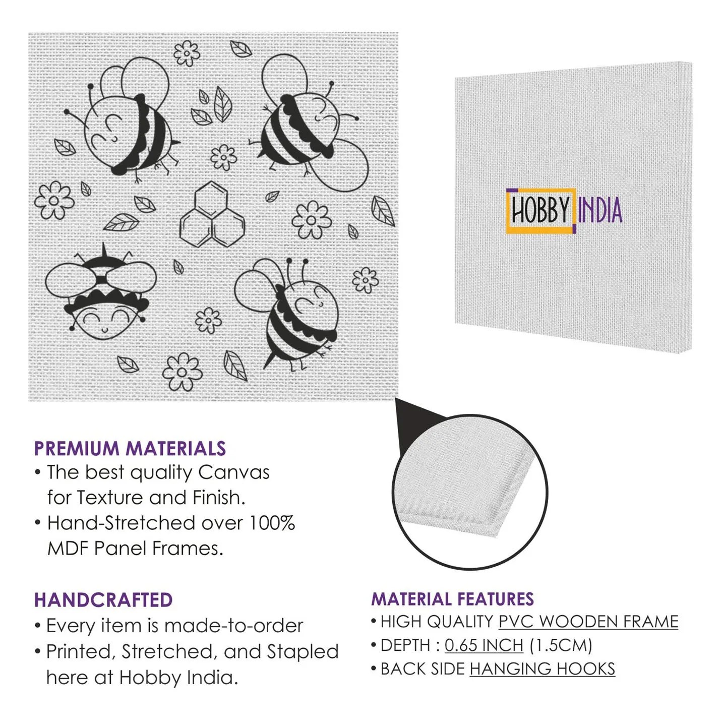 Bees DIY Canvas Base for Painting