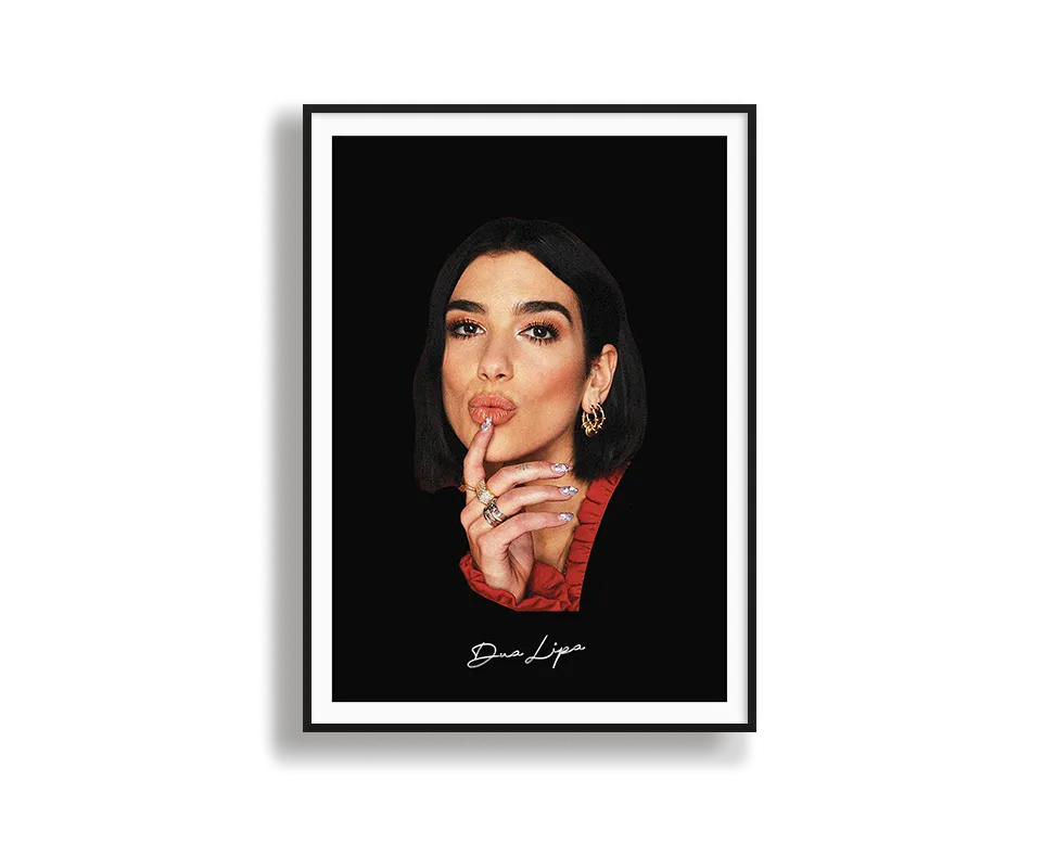 Big Head Retro Dua Lipa Black Portrait
