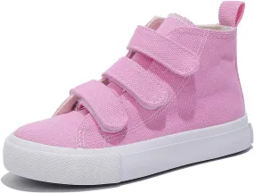 Boys and Girls High Top Children's Canvas Shoes Solid Color Sticky Button Casual Shoes Start School Season Little White Shoes Fashion Sneakers Shoes