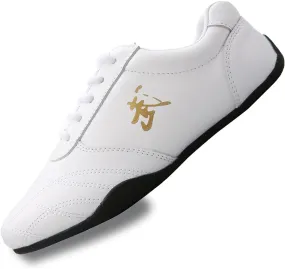 Breathable Leather Tai Chi Martial Arts Shoes Women ，Lightweight Mens Kung Fu Tai Ji Training Sneakers ，Non-Slip Ladies Karate Taekwondo Boxing Shoes for Men