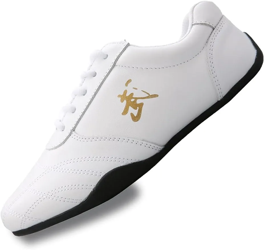 Breathable Leather Tai Chi Martial Arts Shoes Women ，Lightweight Mens Kung Fu Tai Ji Training Sneakers ，Non-Slip Ladies Karate Taekwondo Boxing Shoes for Men