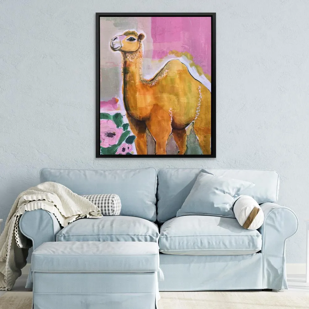 Camel With Pink Flowers