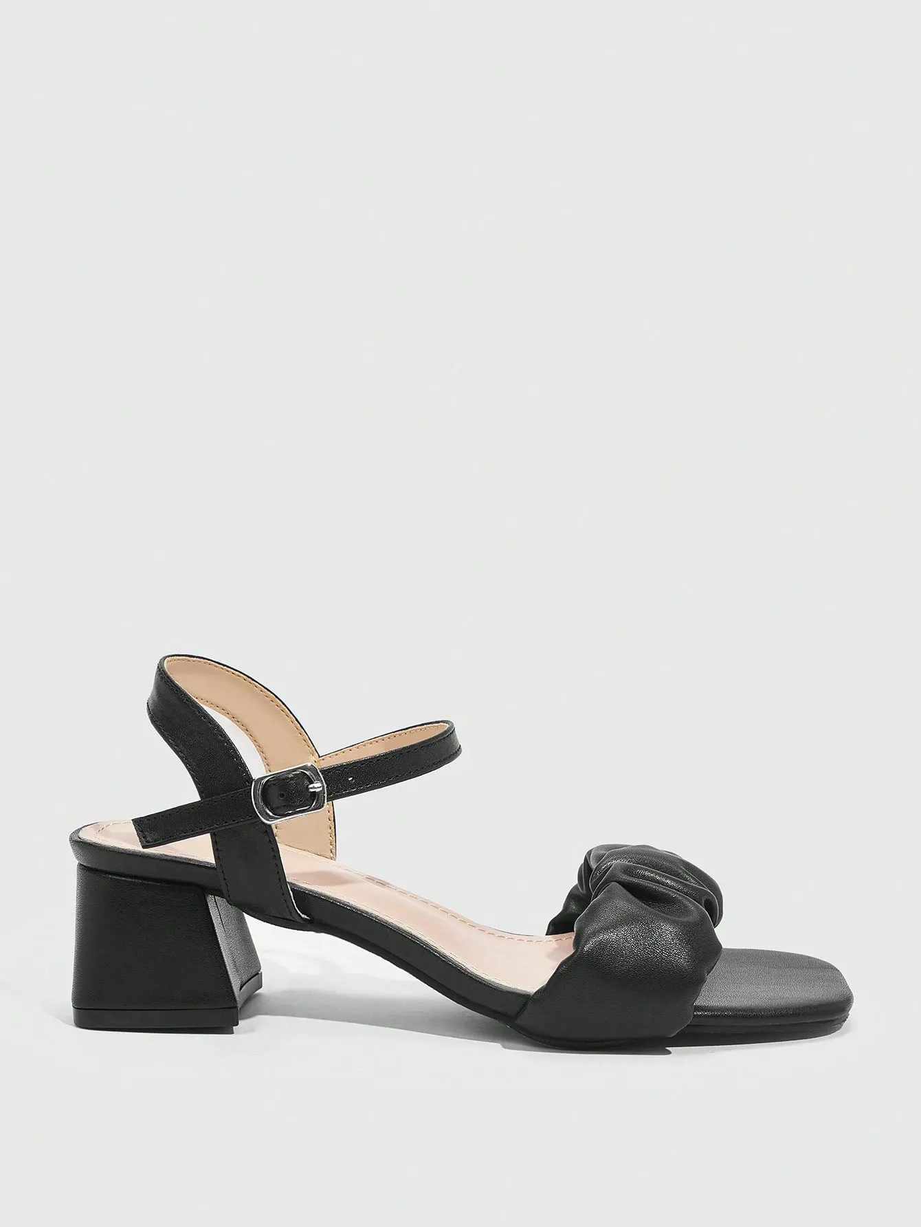 CUCCOO CHICEST Women's Fashionable Black Ankle Strap Chunky/Low Heel Sandals