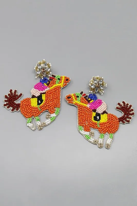 Derby Horse Beaded Earring