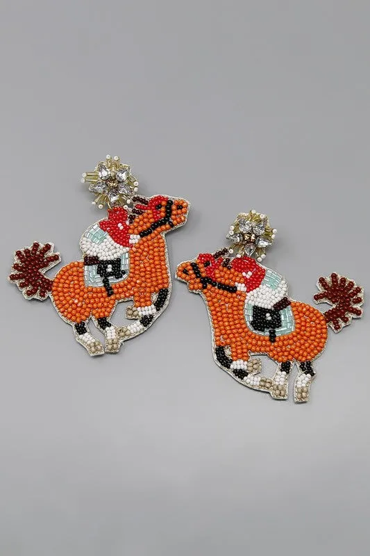 Derby Horse Beaded Earring