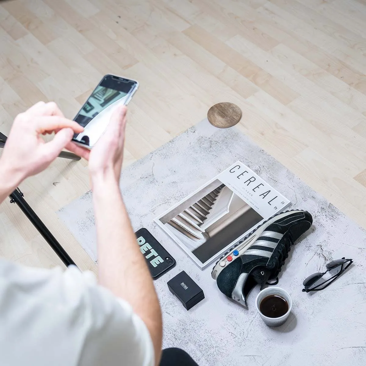 Flat Lay Instagram Backdrop - 'Alexandria' Concrete (56cm x 87cm)