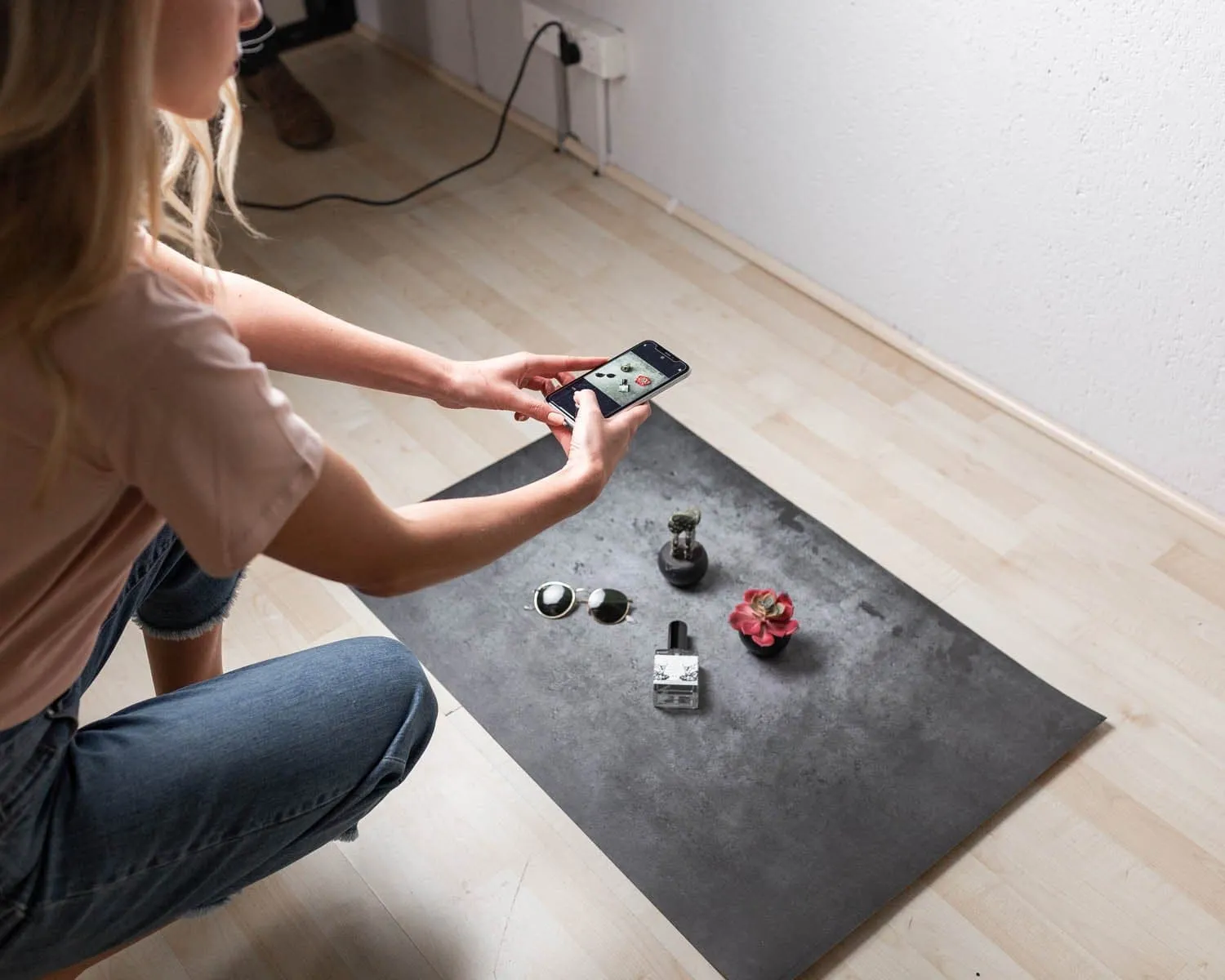 Flat Lay Instagram Backdrop - 'Darlinghurst' Dark Concrete (56cm x 87cm)