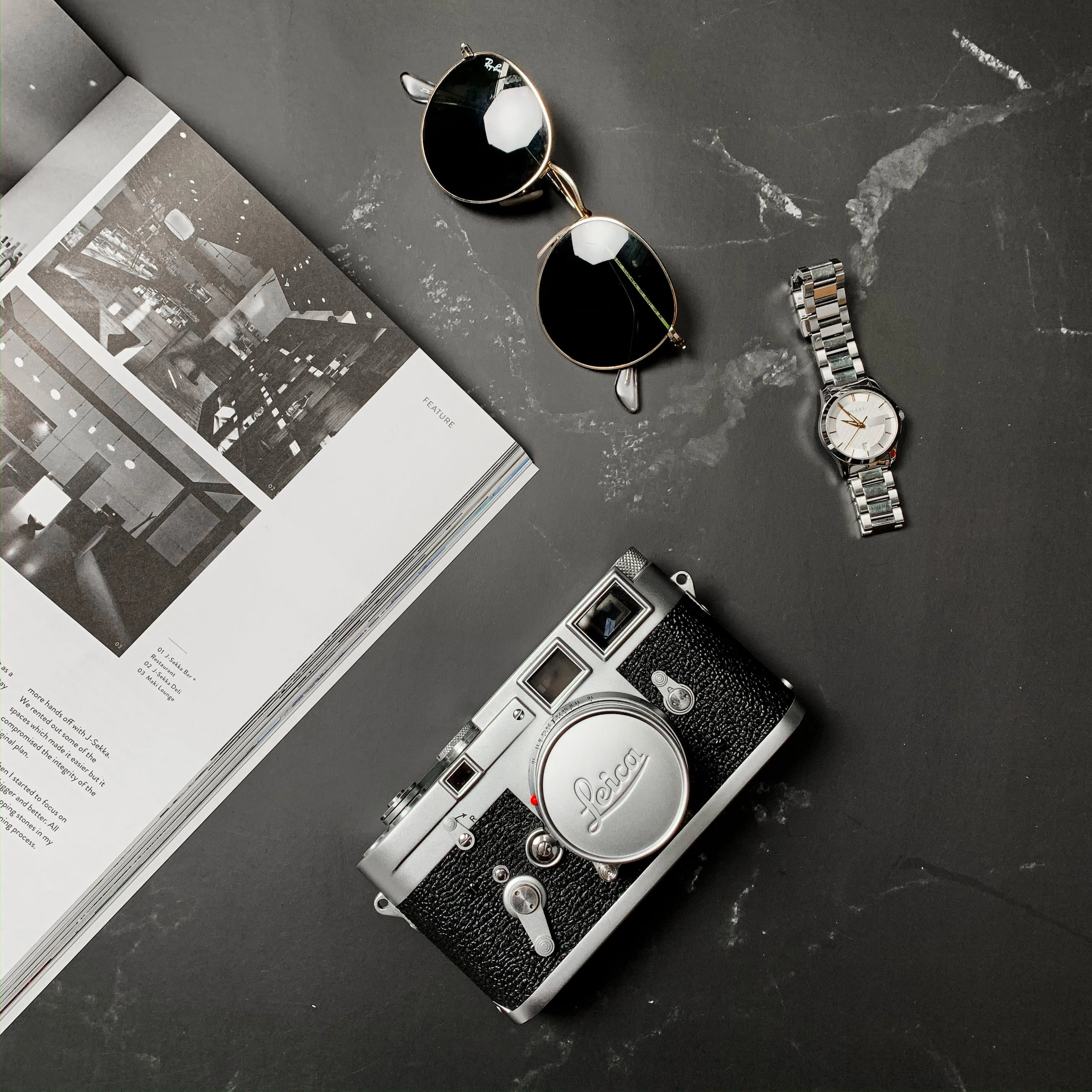 Flat Lay Instagram Backdrop - 'Paddington' Black Marble (56cm x 87cm)