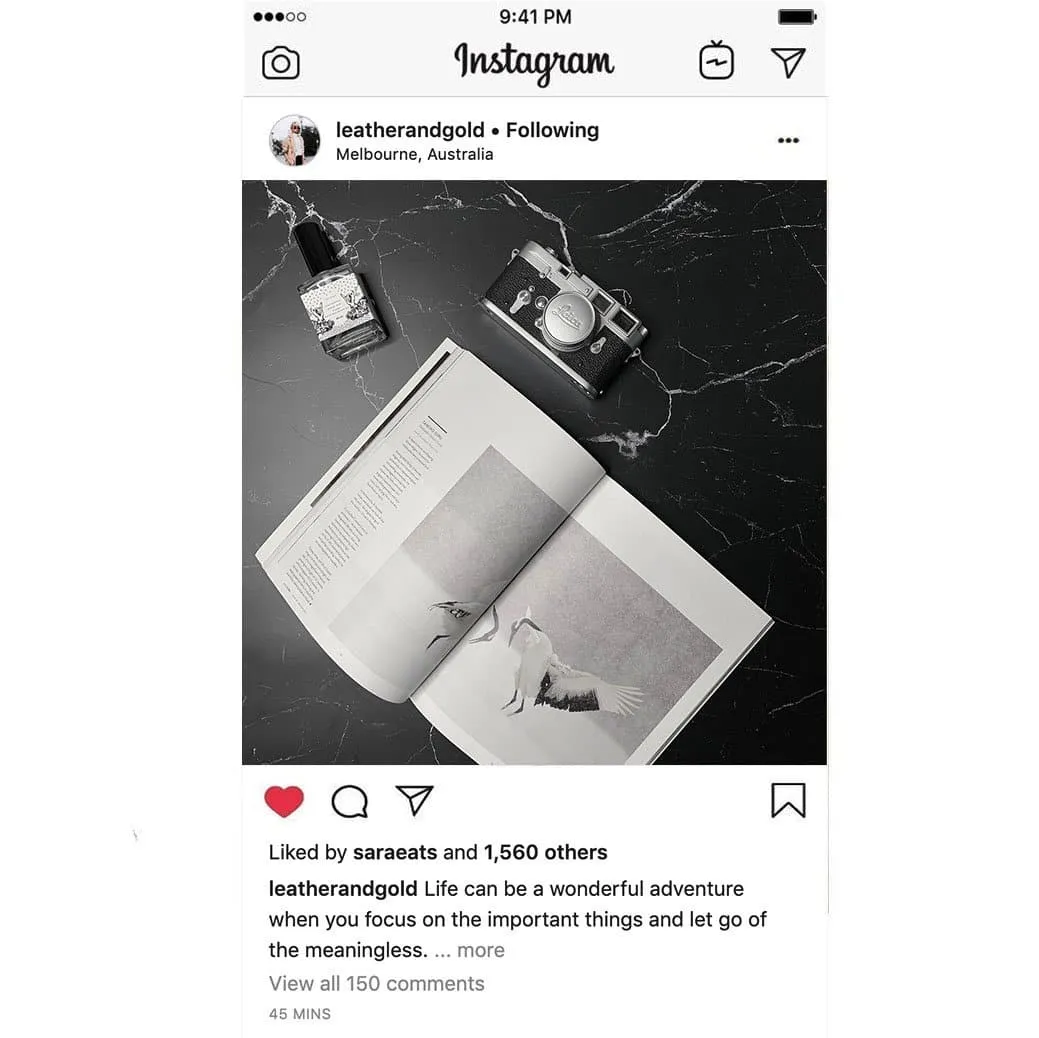 Flat Lay Instagram Backdrop - 'Paddington' Black Marble (56cm x 87cm)