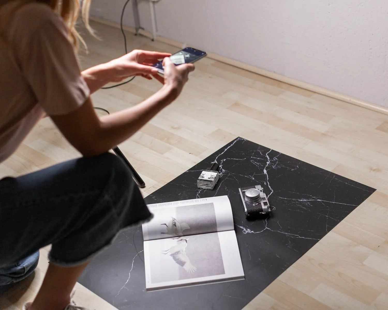 Flat Lay Instagram Backdrop - 'Paddington' Black Marble (56cm x 87cm)