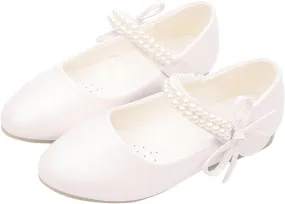 Girls Dress Shoes Toddler Flower Girl Dress Shoes Little Girl Ballet Flats Pearl Strap for Toddler Dress up Shoes