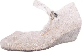 Girls Jelly Sandals Mary Jane Flats Heels Dance Party Birthday Cosplay Dress Up Single Shoes for Kids Toddler