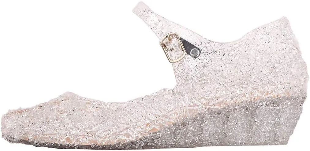 Girls Jelly Sandals Mary Jane Flats Heels Dance Party Birthday Cosplay Dress Up Single Shoes for Kids Toddler
