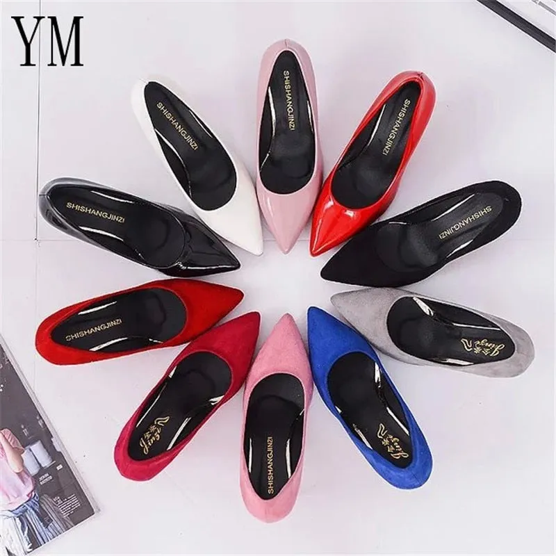 Hot Selling Frauen Schuhe Pointed Toe Pumps Lackleder Kleid Rot 8CM High Heels Bootsschuhe Shadow Wedding Schuhe Zapatos Mujer
