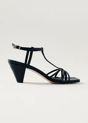 Ines Black Leather Sandals