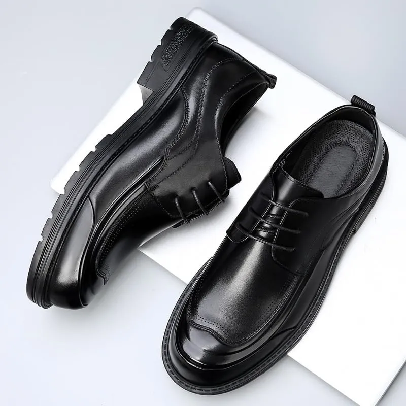 Men's Classic Lace-up Formal Oxfords Men Derby Superior Flexural Leather Fashion Dress Shoes