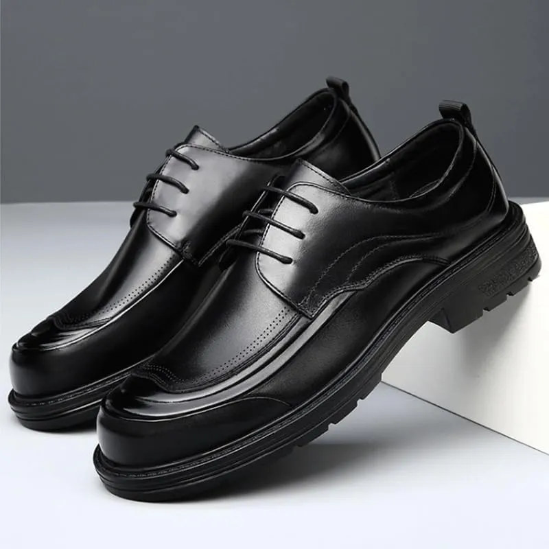 Men's Classic Lace-up Formal Oxfords Men Derby Superior Flexural Leather Fashion Dress Shoes