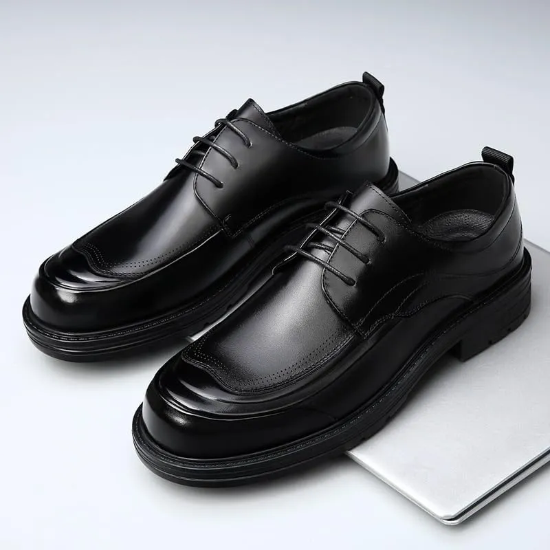 Men's Classic Lace-up Formal Oxfords Men Derby Superior Flexural Leather Fashion Dress Shoes