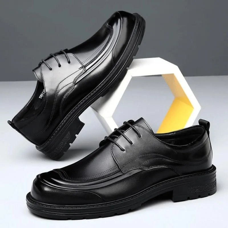 Men's Classic Lace-up Formal Oxfords Men Derby Superior Flexural Leather Fashion Dress Shoes
