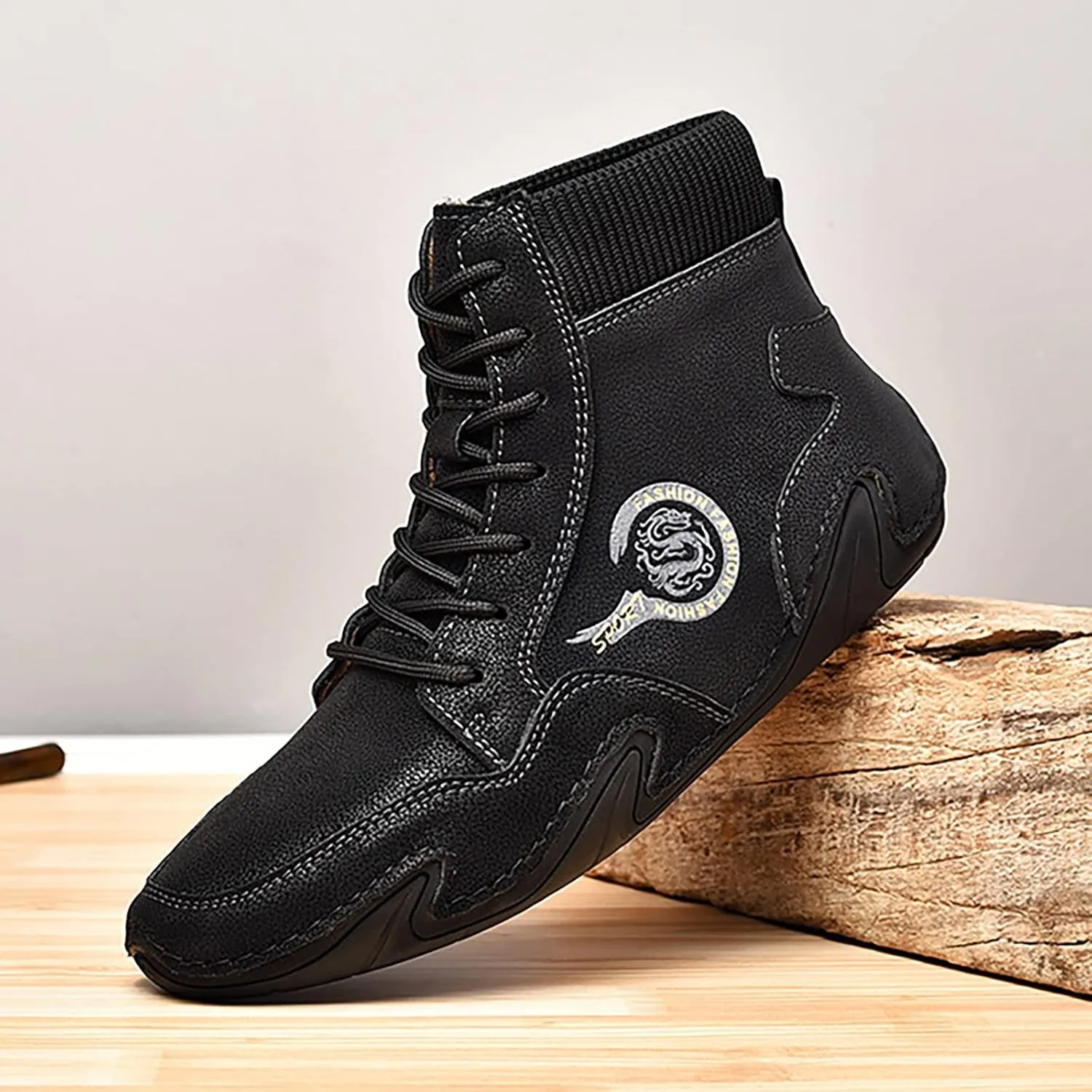 Men's Comfortable Walking Shoes Soft Flat Soled High Top Sneaker Lightweight Workout Shoes Business Casual Shoe