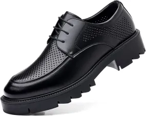 Men's Dress Shoes Casual Business Oxford Lace Up Derby Shoes for Men Breathable Leather Wingtip Brogue for Men