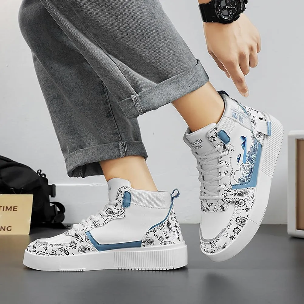 Men's Fashion High Top Chinese Style Skate Sneakers Stylish Comfortable Skateboarding Road Running Walking Shoes