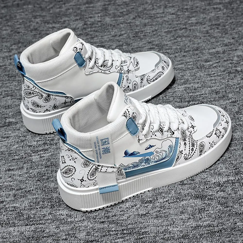 Men's Fashion High Top Chinese Style Skate Sneakers Stylish Comfortable Skateboarding Road Running Walking Shoes