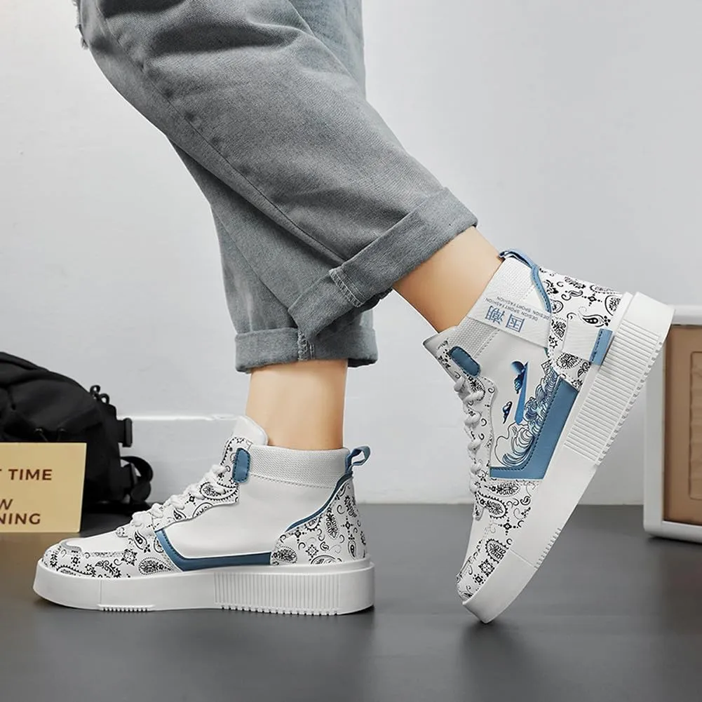 Men's Fashion High Top Chinese Style Skate Sneakers Stylish Comfortable Skateboarding Road Running Walking Shoes