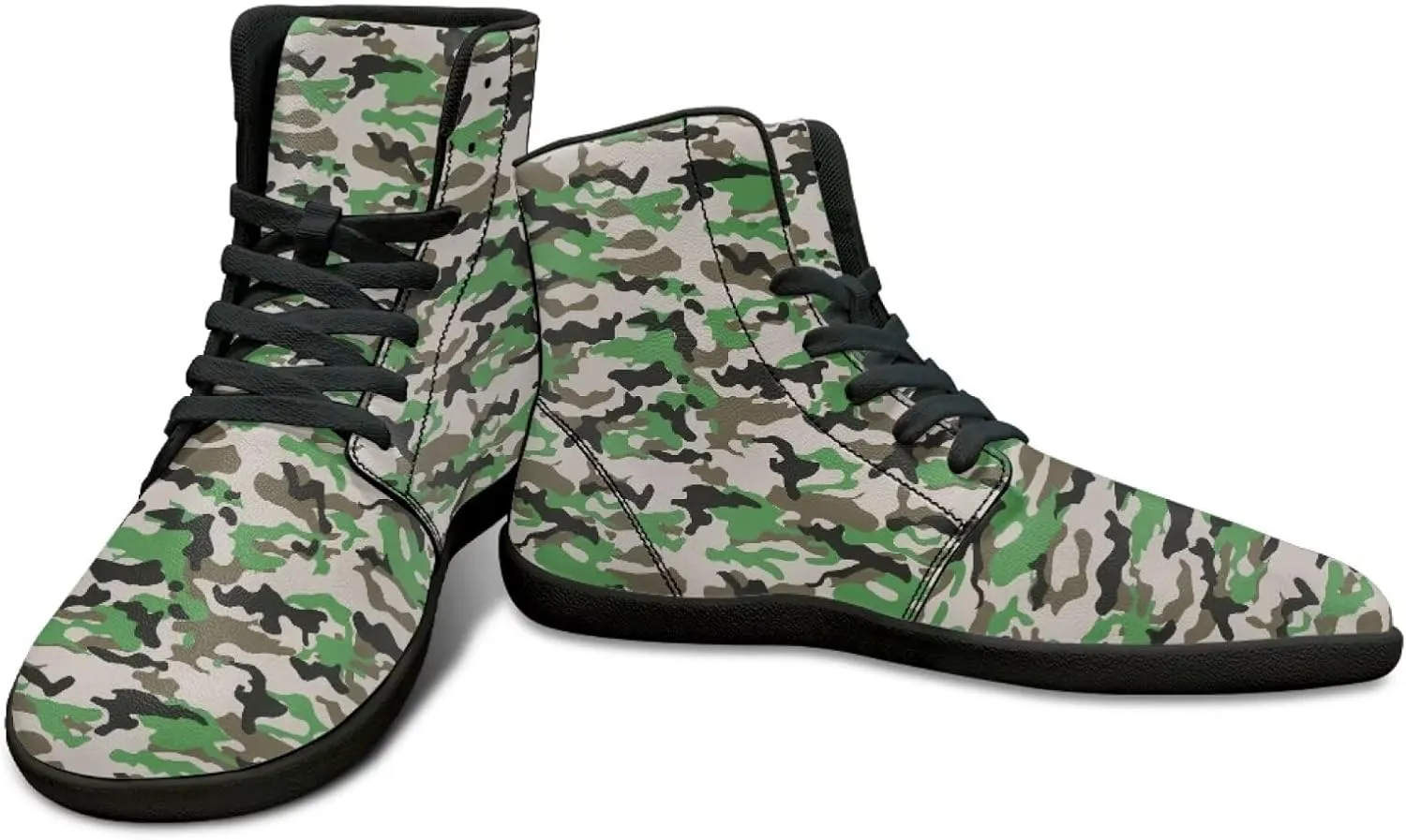 Men's Wide Barefoot Shoes High Top Zero Drop Casual Shoes Non-Slip Fashion Sneaker Camouflage Shoes for Athletic Running Walking